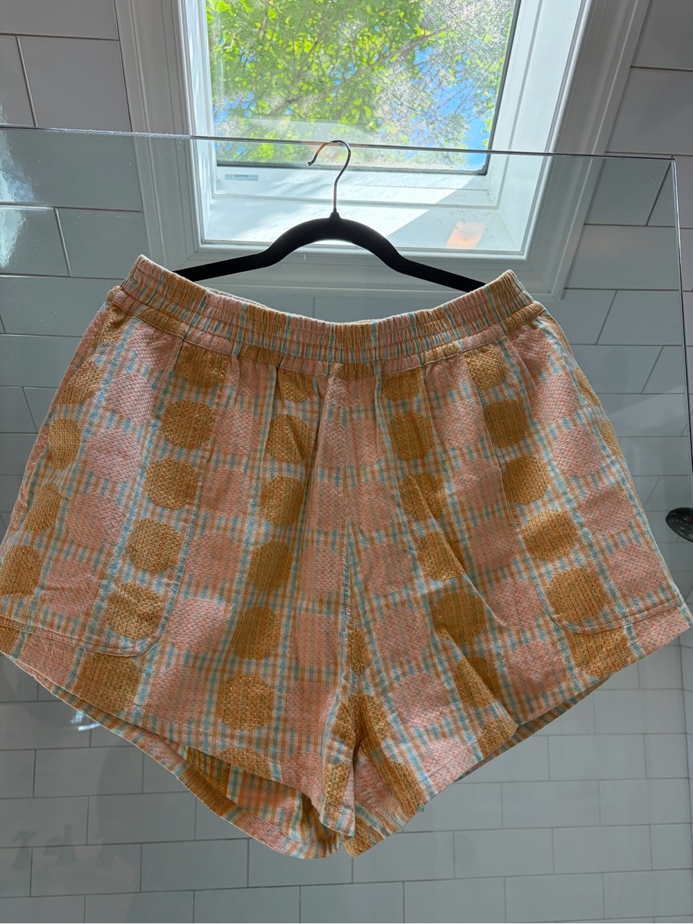 Ace & Jig Pink Somersault Cloud Checked Circle Shorts